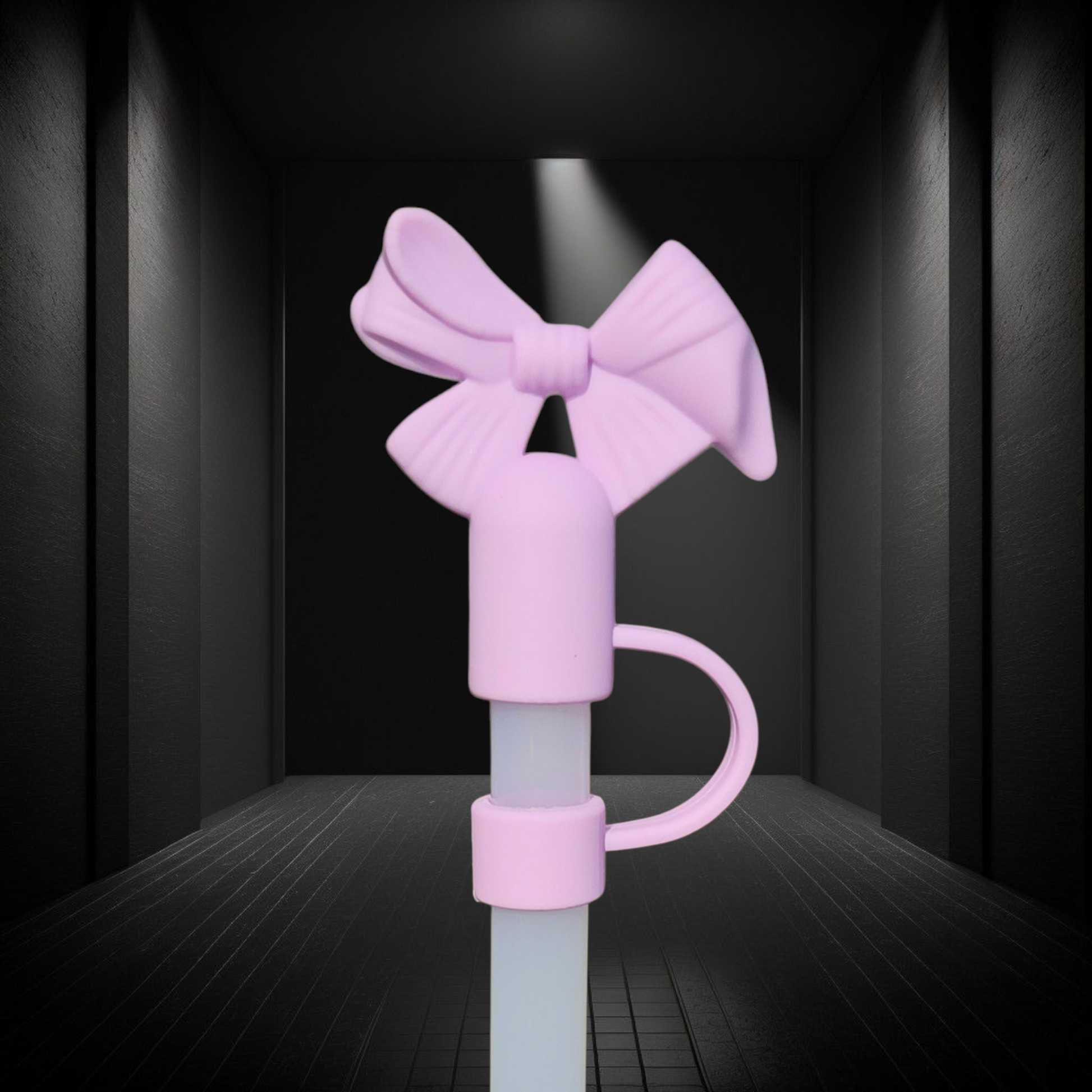 Lavender Purple Coquette Ribbon Bow 3D Silicone Straw Topper. 