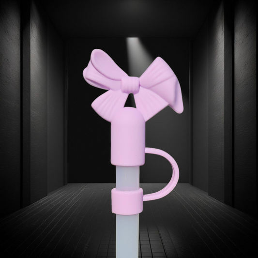 Lavender Purple Coquette Ribbon Bow 3D Silicone Straw Topper. 