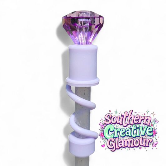 Lavender Purple Diamond  | Light Purple Silicone 10mm Straw Topper Base | Straw Cover by Southern Creative Glamour 