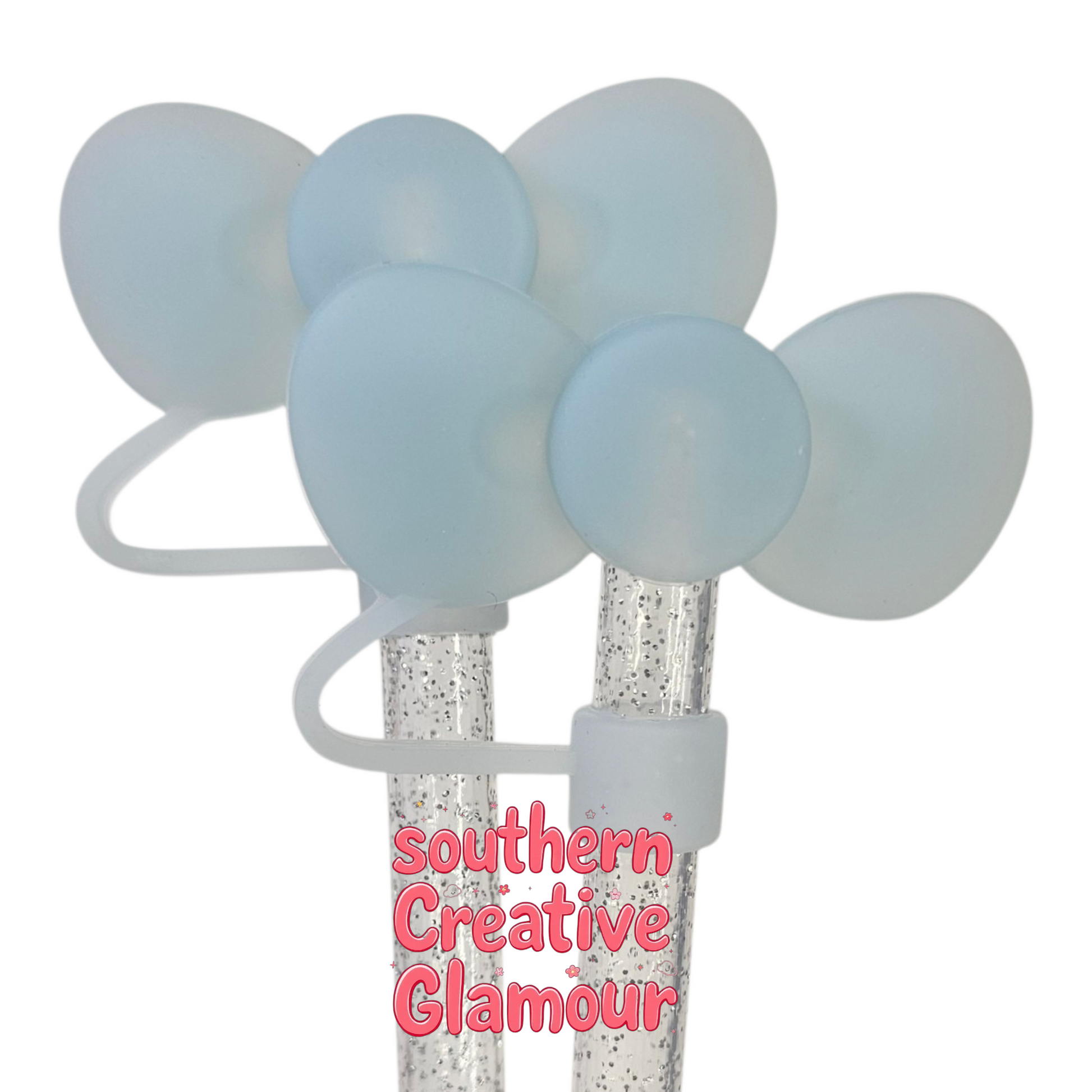 Soft Blue 3D Bow Silicone Straw Topper by Southern CreativeGlamour | Fits 10mm Straws