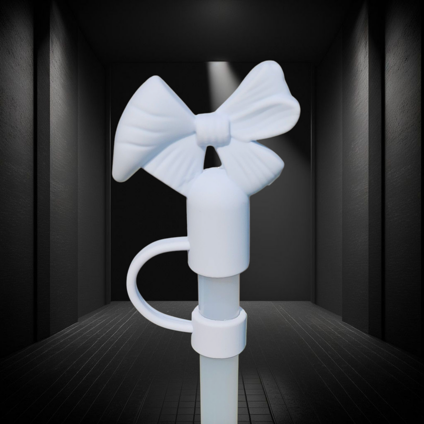 Light Blue Coquette Ribbon Bow 3D Silicone Straw Topper. 
