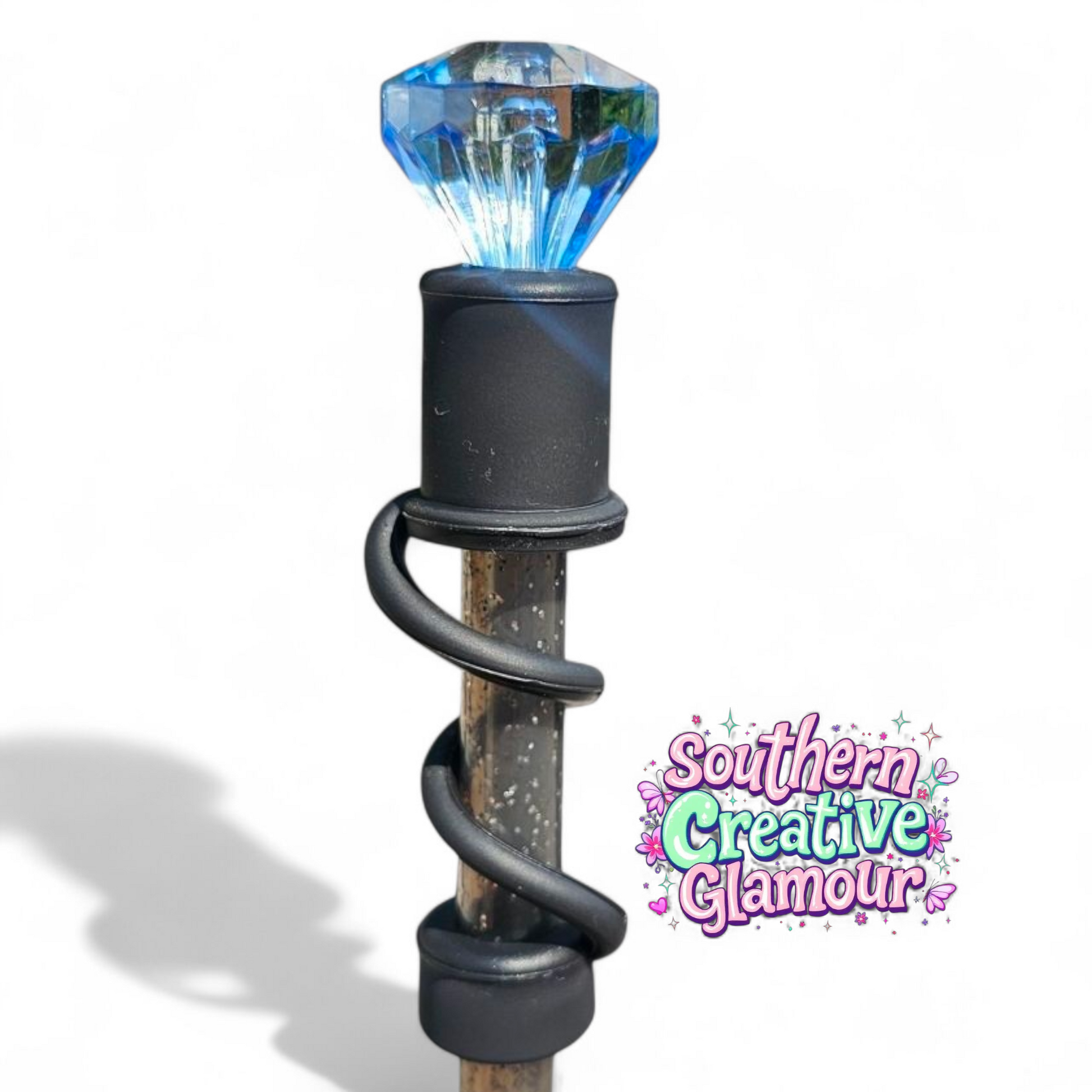 Blue Ice Diamond Silicone 10mm Straw Topper | Straw Cover by Southern Creative Glamour 