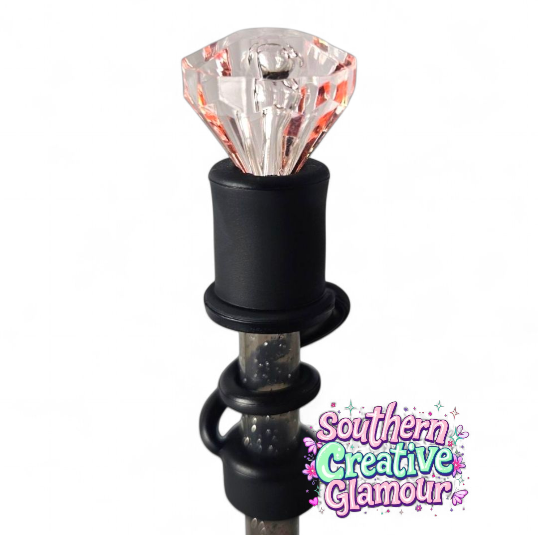 Pink Ice Diamond Silicone 10mm Straw | Straw Cover by Southern Creative Glamour 