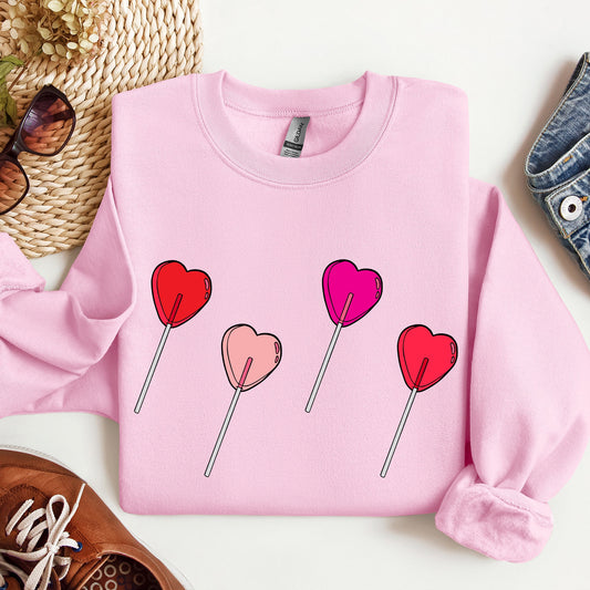 Light Pink Lollipop Hearts Valentine's Day Sweatshirt 