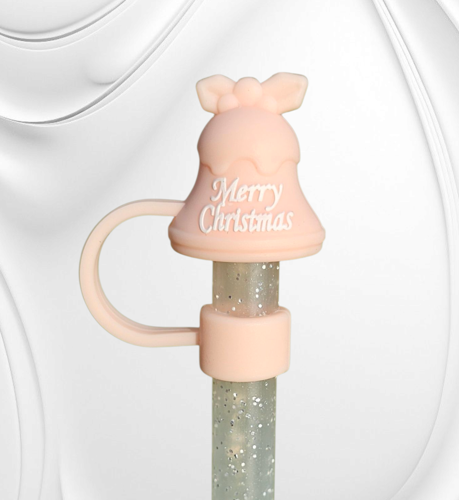 Peachy Pink Christmas Bell 3D Silicone Straw Topper | Straw Cover by Southern Creative Glamour 
