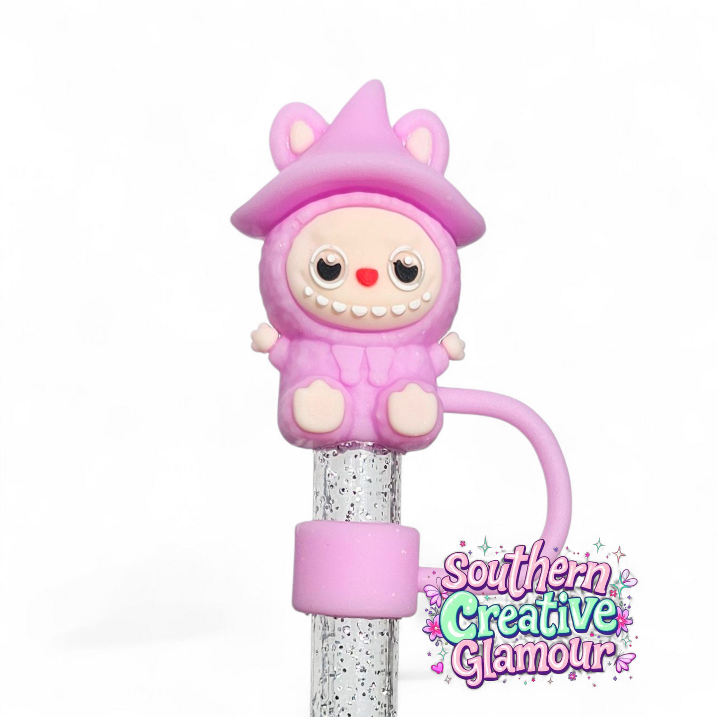 Purple Labubu inspired 10mm Straw Toppers by Southern Creative Glamour 