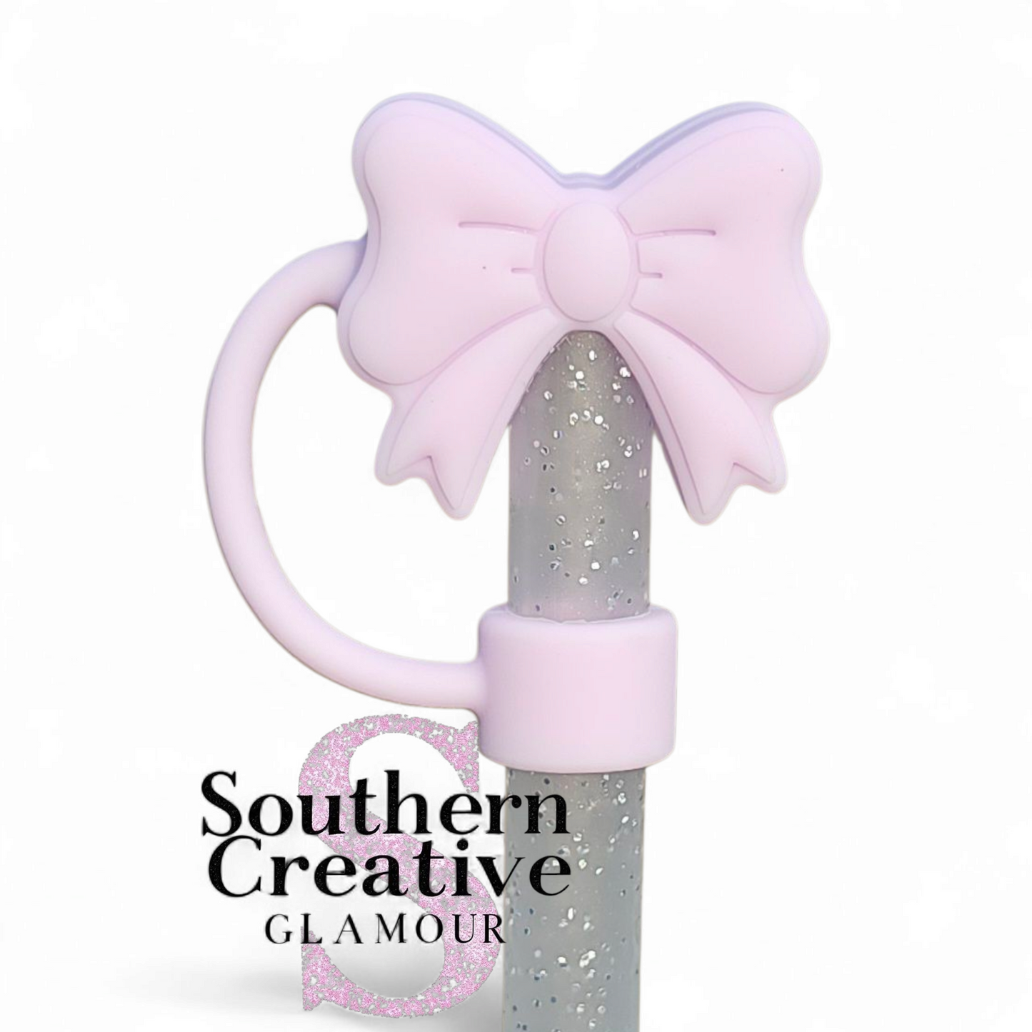 Light Purple Coquette Bow Silicone 10mm Straw Topper | Straw Cover by Southern Creative Glamour 