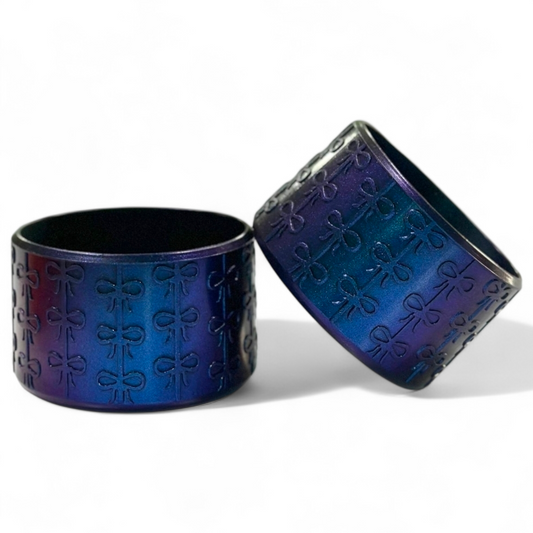 Metallic Blue Shimmer Coquette Bows Silicone Tumbler Boot | Cup Sleeve 