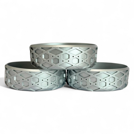 Metallic Silver 3.25” Waffle Shorty Silicone Tumbler Boot | Fits 20-40oz Tumblers 