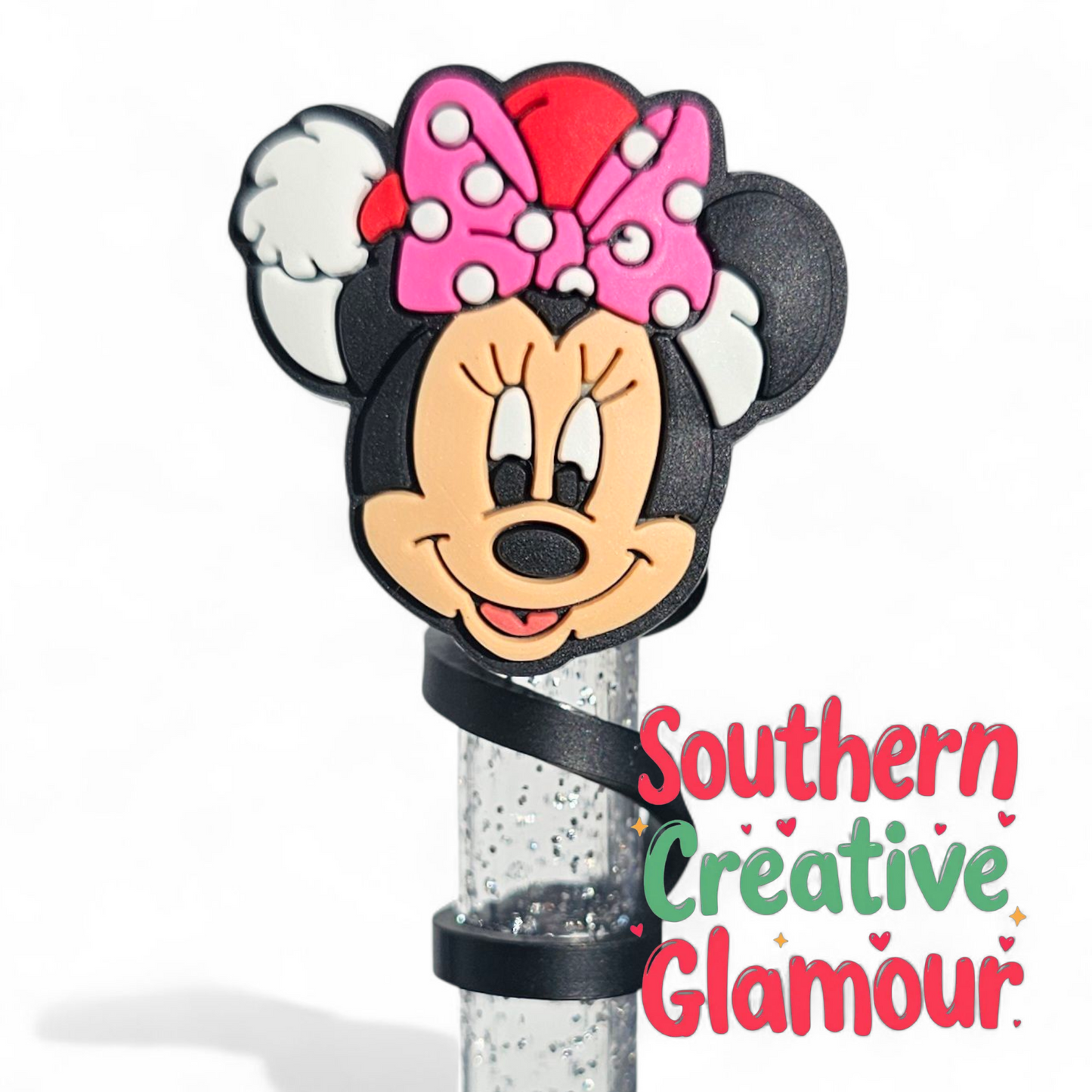 Christmas Friends Minnie Mouse Inspired 10mm Silicone Straw Toppers | Straw Covers by Southern Creative Glamour 