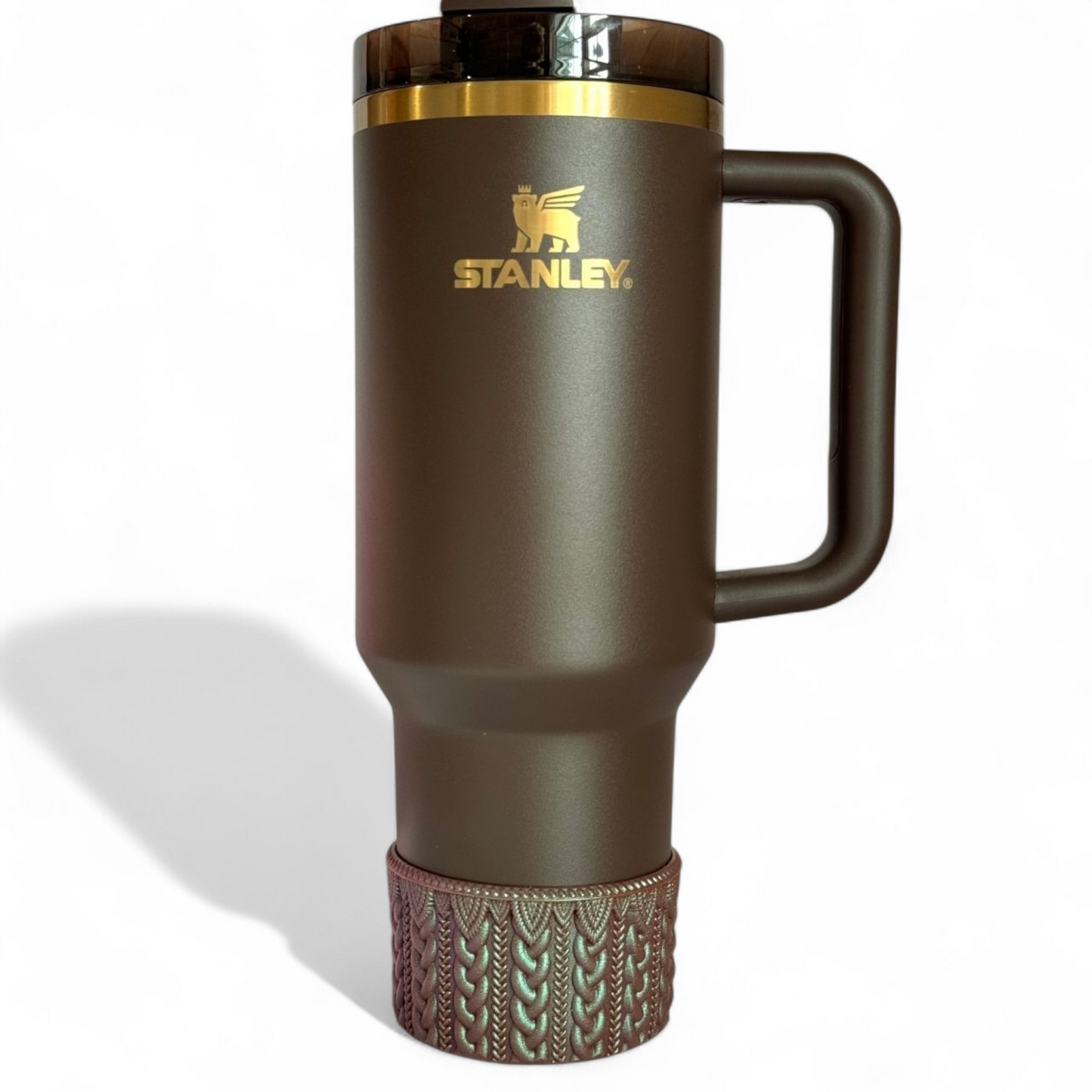 Mocha Shimmer MACRAME Tumbler Boot -fits 20-40oz on Chocolate Gold Stanley 