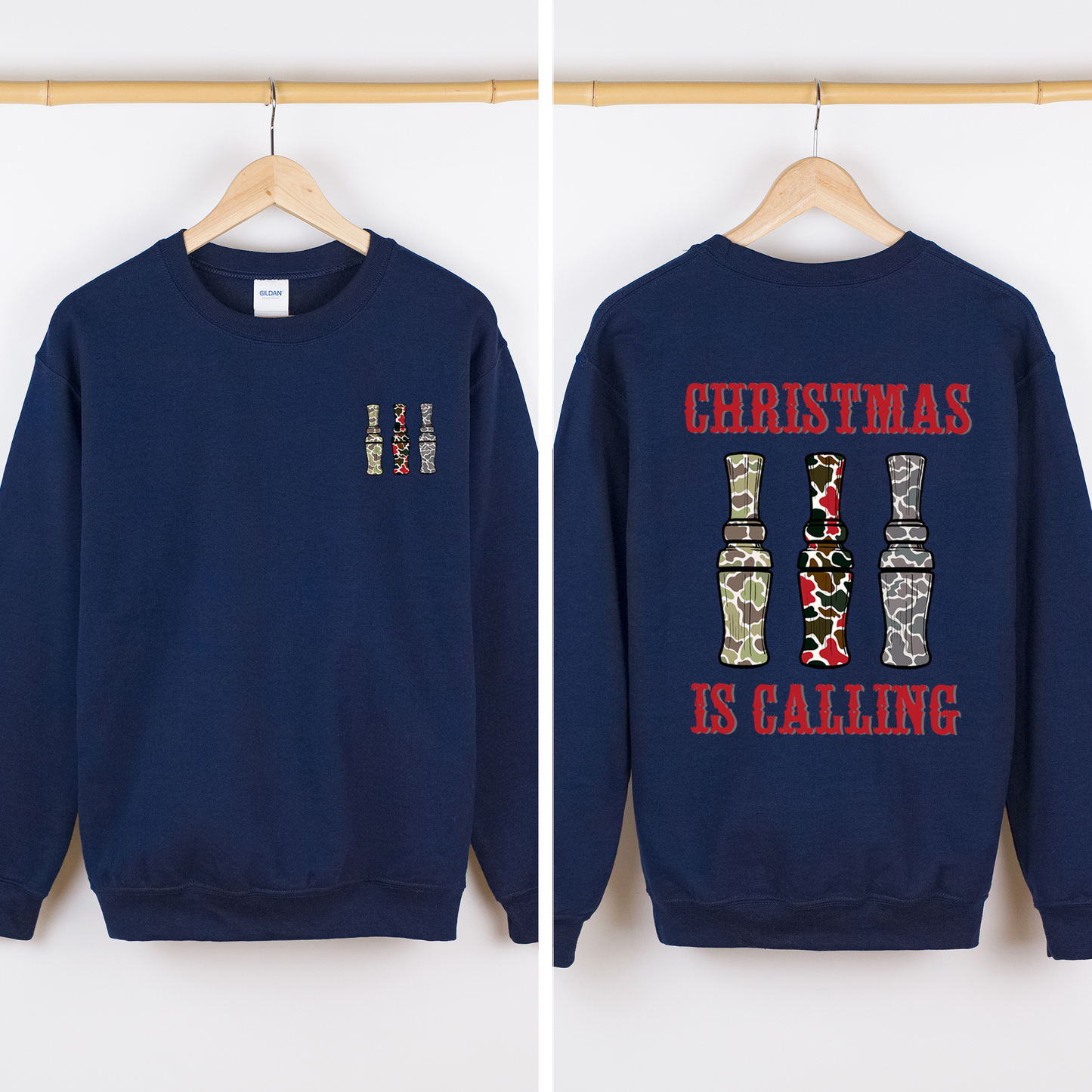 Navy Blue Christmas is Calling, Duck Season, Hunting, Front and Back Sweatshirt