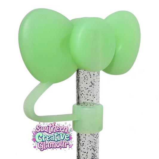 Neon Green 3D Bow Silicone Straw Topper by SouthernCreativeGlamour | Fits 10mm Straws