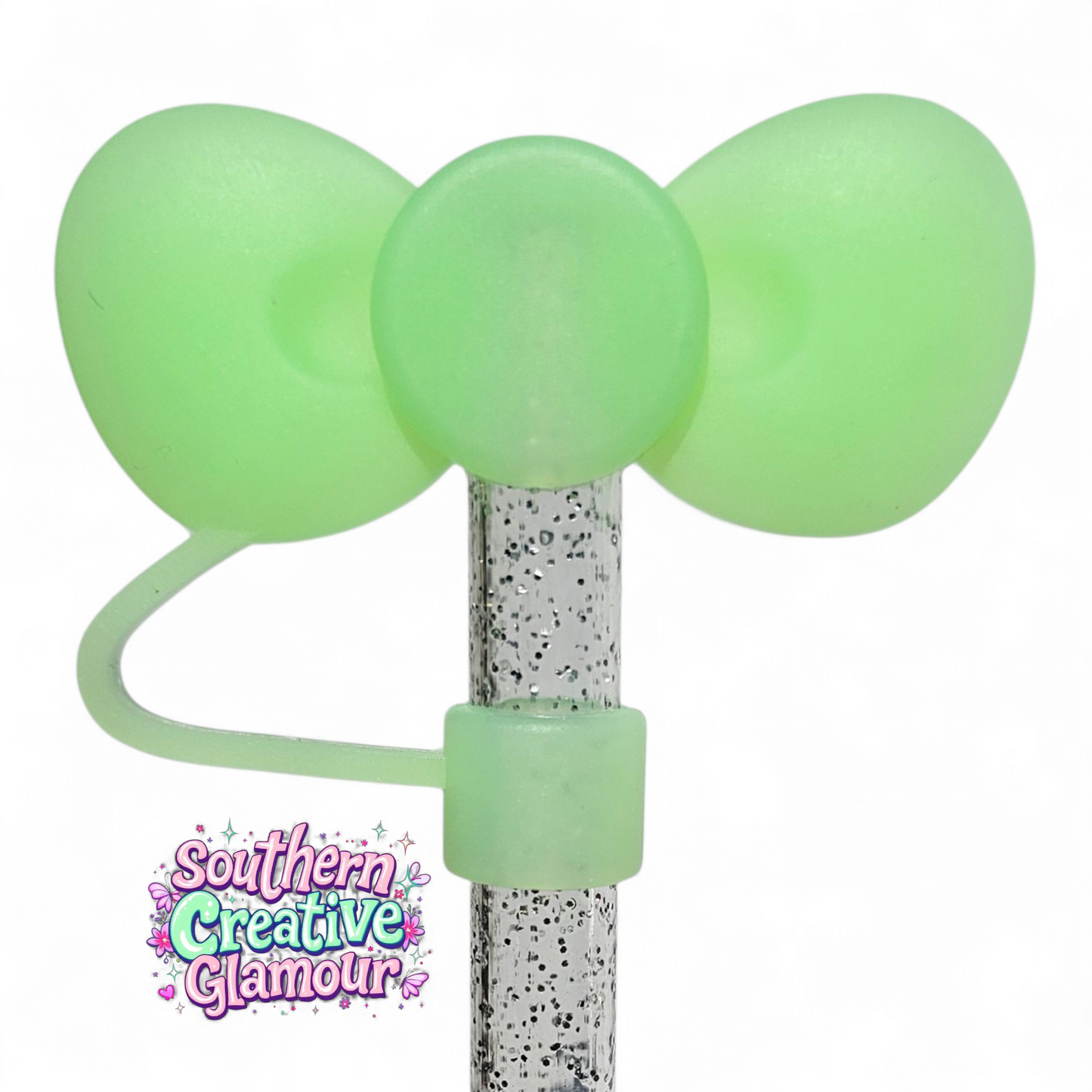 Neon Green 3D Bow Silicone Straw Topper by SouthernCreativeGlamour | Fits 10mm Straws