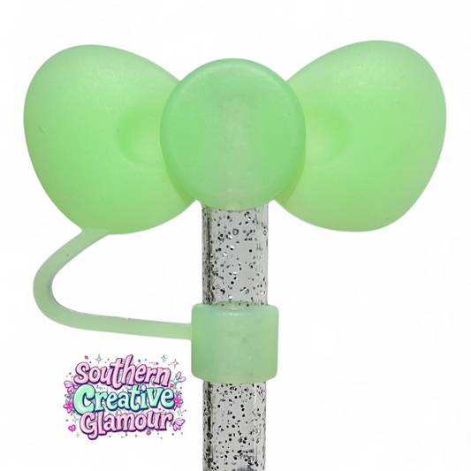 Neon Green 3D Bow Silicone Straw Topper by SouthernCreativeGlamour | Fits 10mm Straws