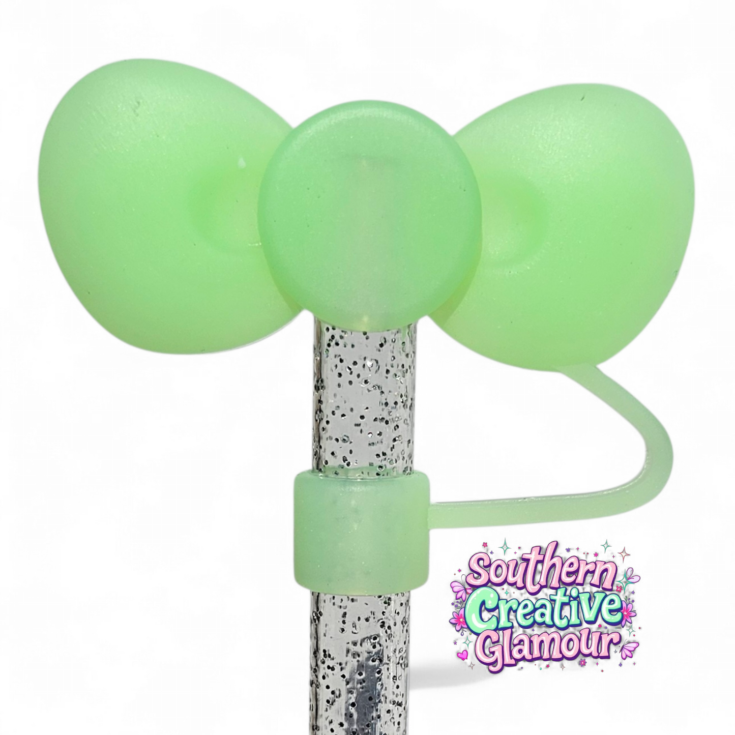 Neon Green 3D Bow Silicone Straw Topper by SouthernCreativeGlamour | Fits 10mm Straws
