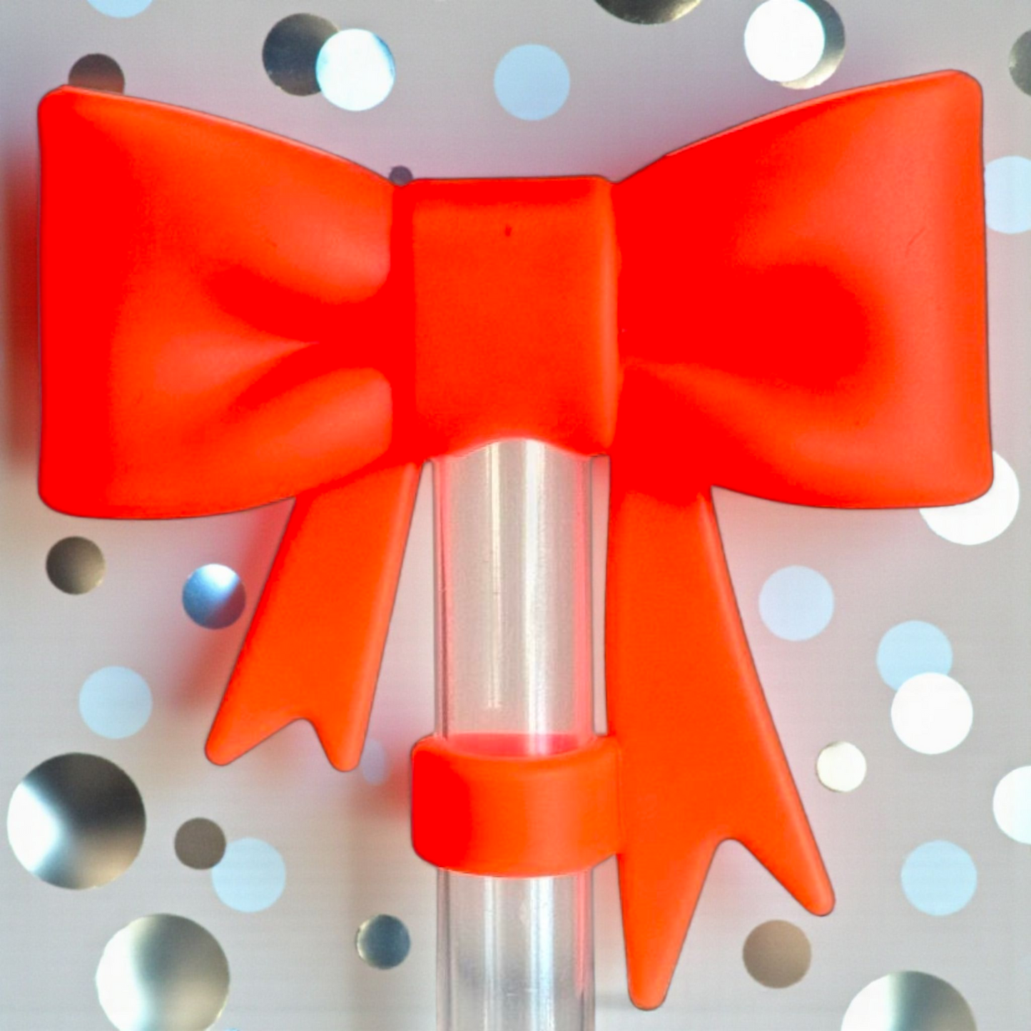 Neon Orange 3D Bow Straw Topper