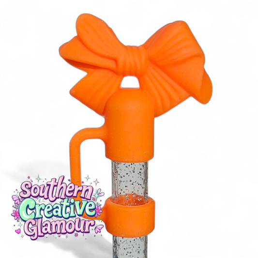 Orange 3D Bow silicone 10mm Straw Topper | Straw Cover by Southern Creative Glamour 