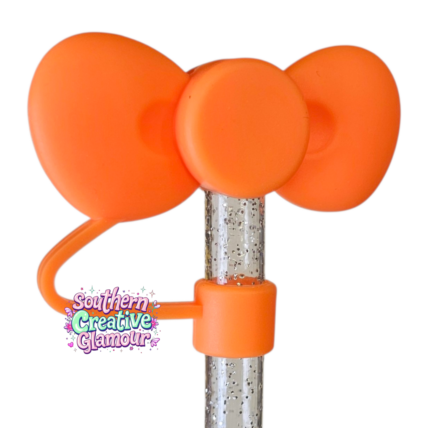 Orange 3D Bow Silicone Straw Topper by SouthernCreativeGlamour | Fits 10mm Straws