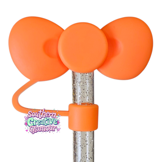 Orange 3D Bow Silicone Straw Topper by SouthernCreativeGlamour | Fits 10mm Straws