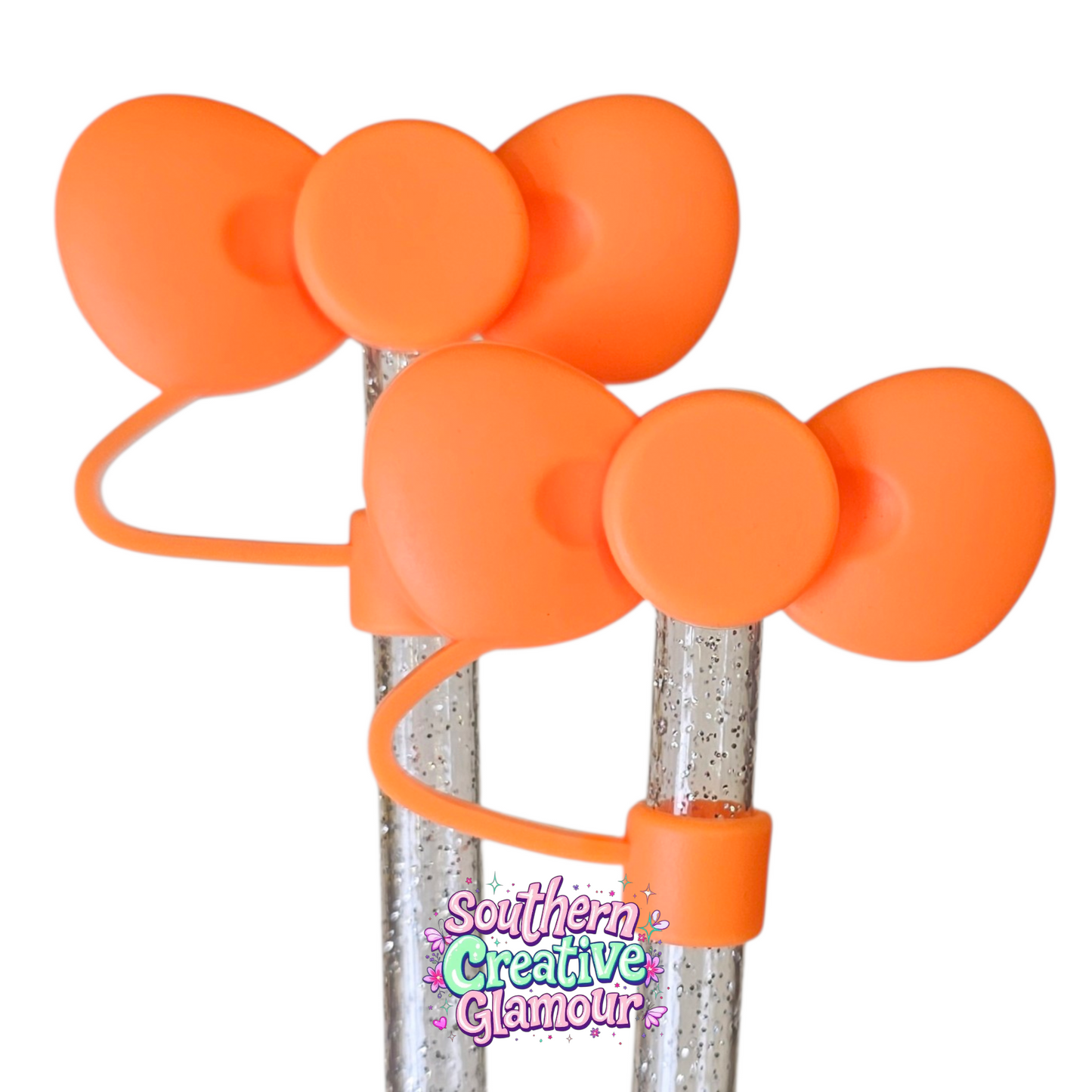 Orange 3D Bow Silicone Straw Topper by SouthernCreativeGlamour | Fits 10mm Straws