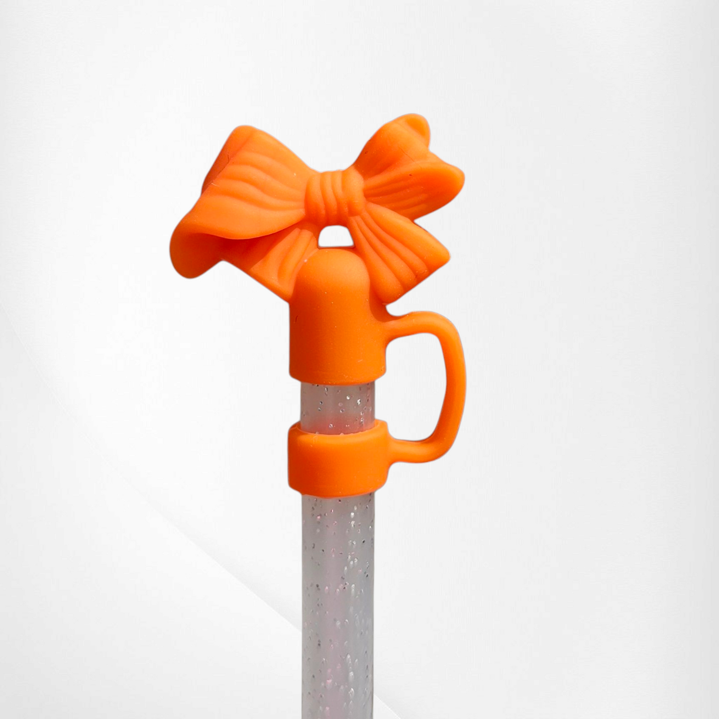 Orange Coquette Bow 3D Silicone Straw Topper  - Straw Cover. 