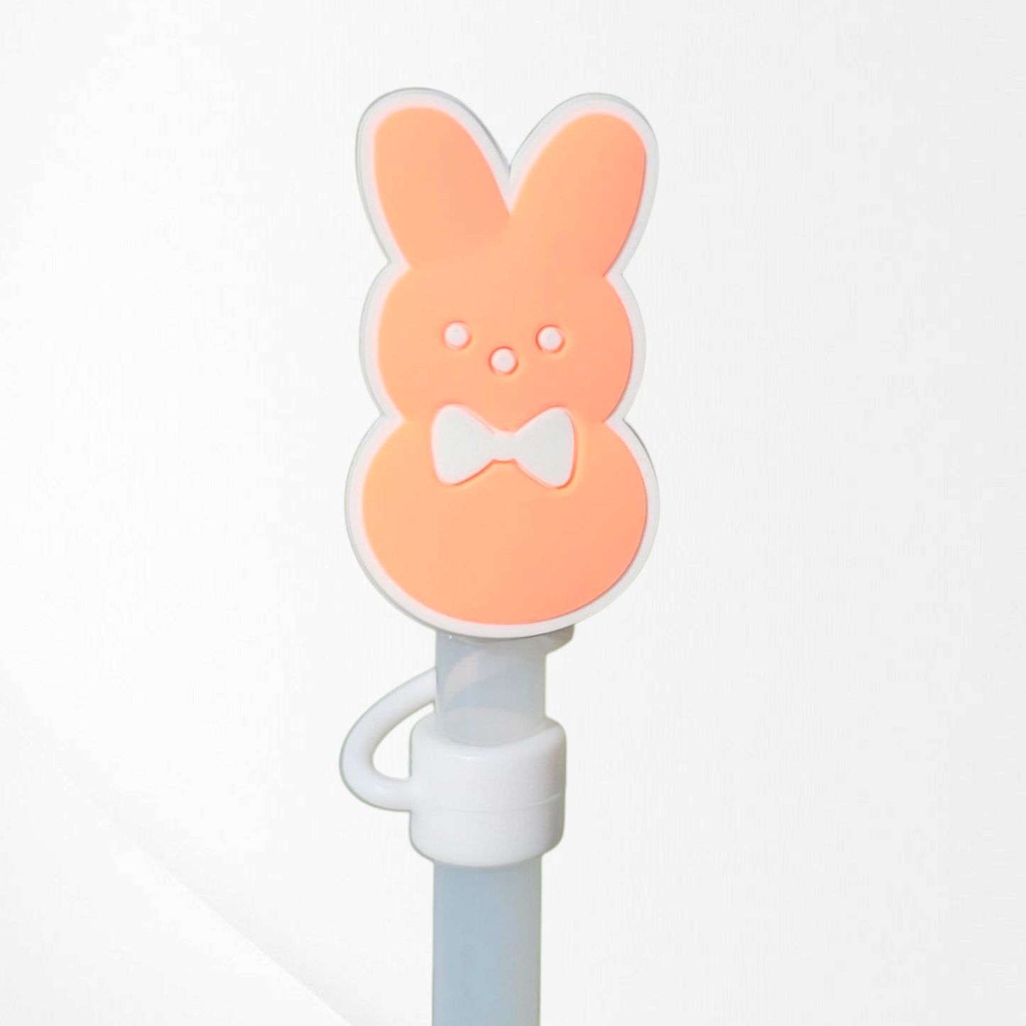 Orange Peeps inspired Easter Bunny 2D Silicone Straw Topper  - Straw Cover. 