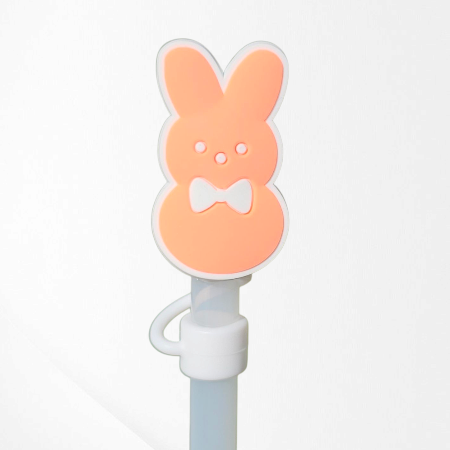 Orange Peeps inspired Easter Bunny 2D Silicone Straw Topper  - Straw Cover. 