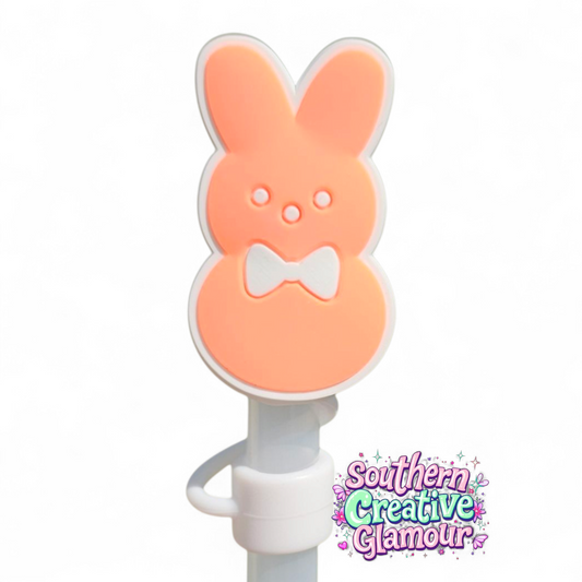 Orange Peeps Easter Bunny Silicone Straw Topper | Straw Cover 