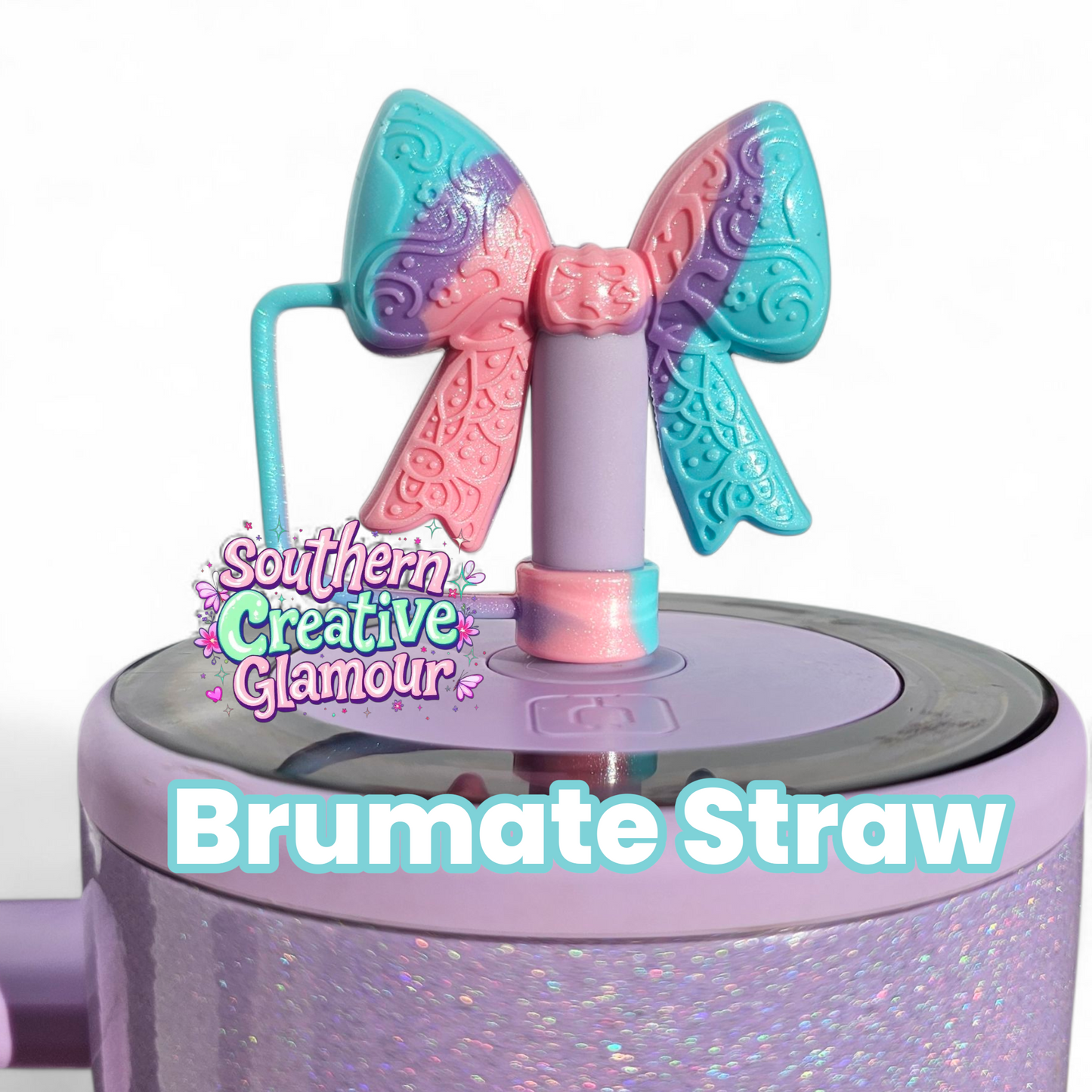 Paisley 3D Bow Silicone 10mm Straw Topper | Straw Cover by Southern Creative Glamour 