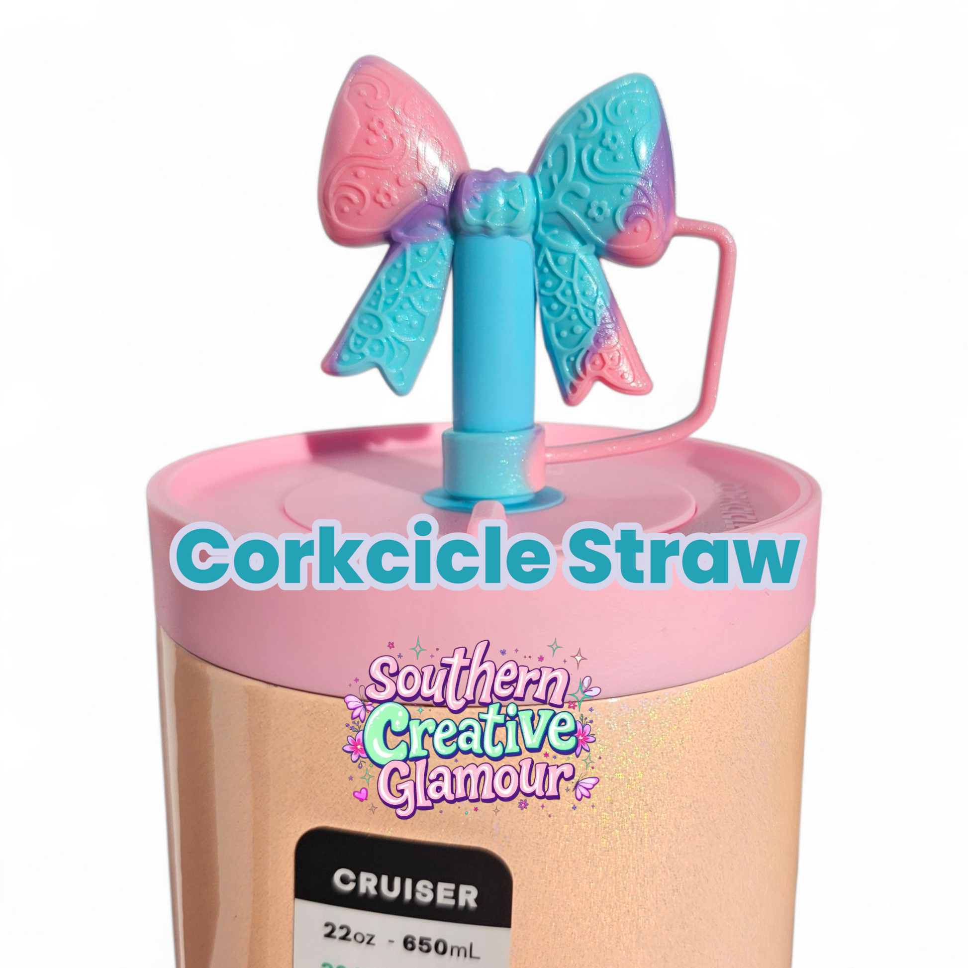 Paisley 3D Bow Silicone 10mm Straw Topper | Straw Cover by Southern Creative Glamour 