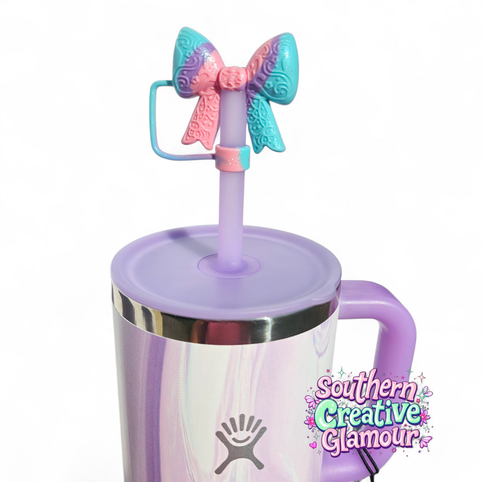 Paisley 3D Bow Silicone 10mm Straw Topper | Straw Cover by Southern Creative Glamour 