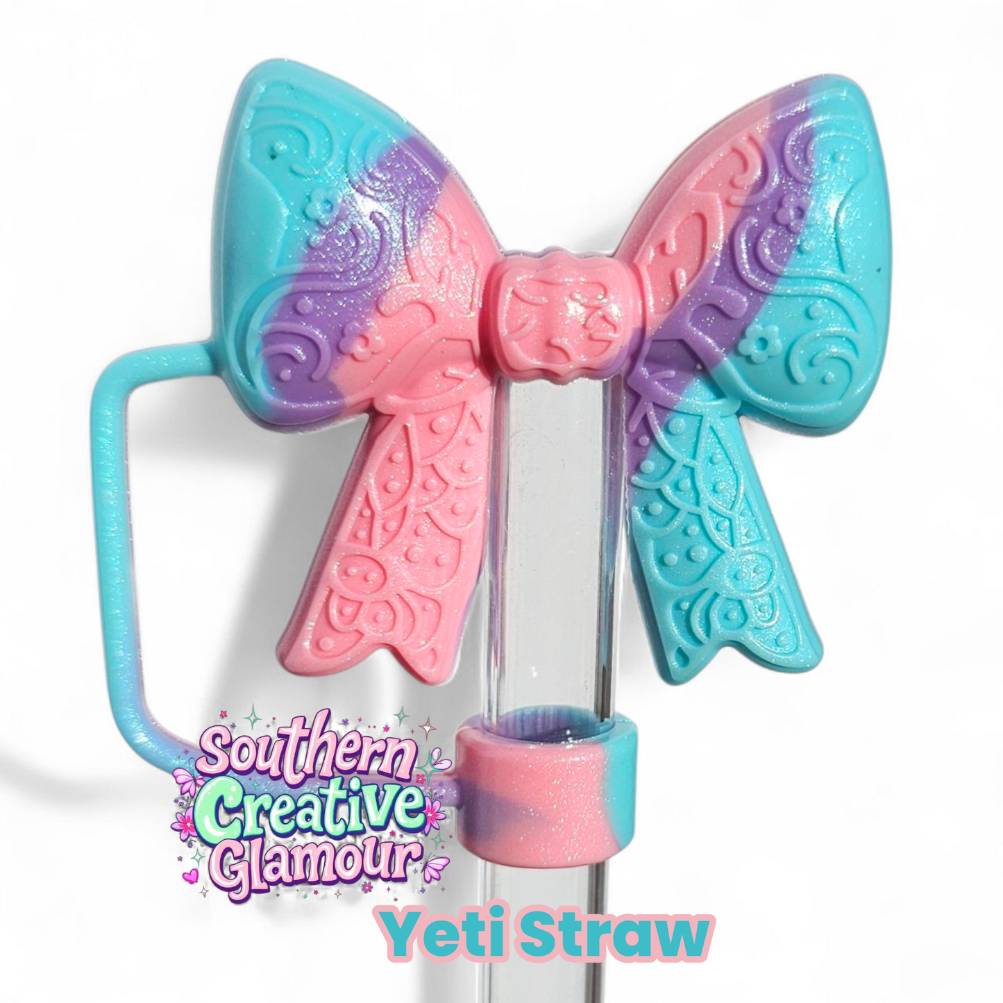 Paisley 3D Bow Silicone 10mm Straw Topper | Straw Cover by Southern Creative Glamour 