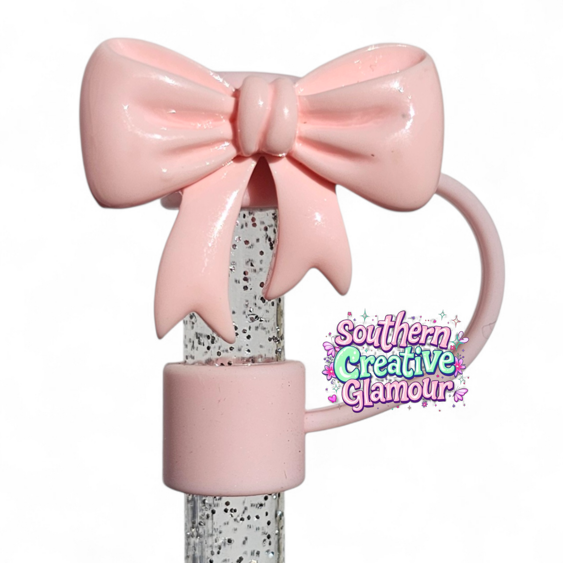 Pastel Coquette Ribbon Bow 10mm Silicone Straw Topper | Straw Cover by Southern Creative Glamour 