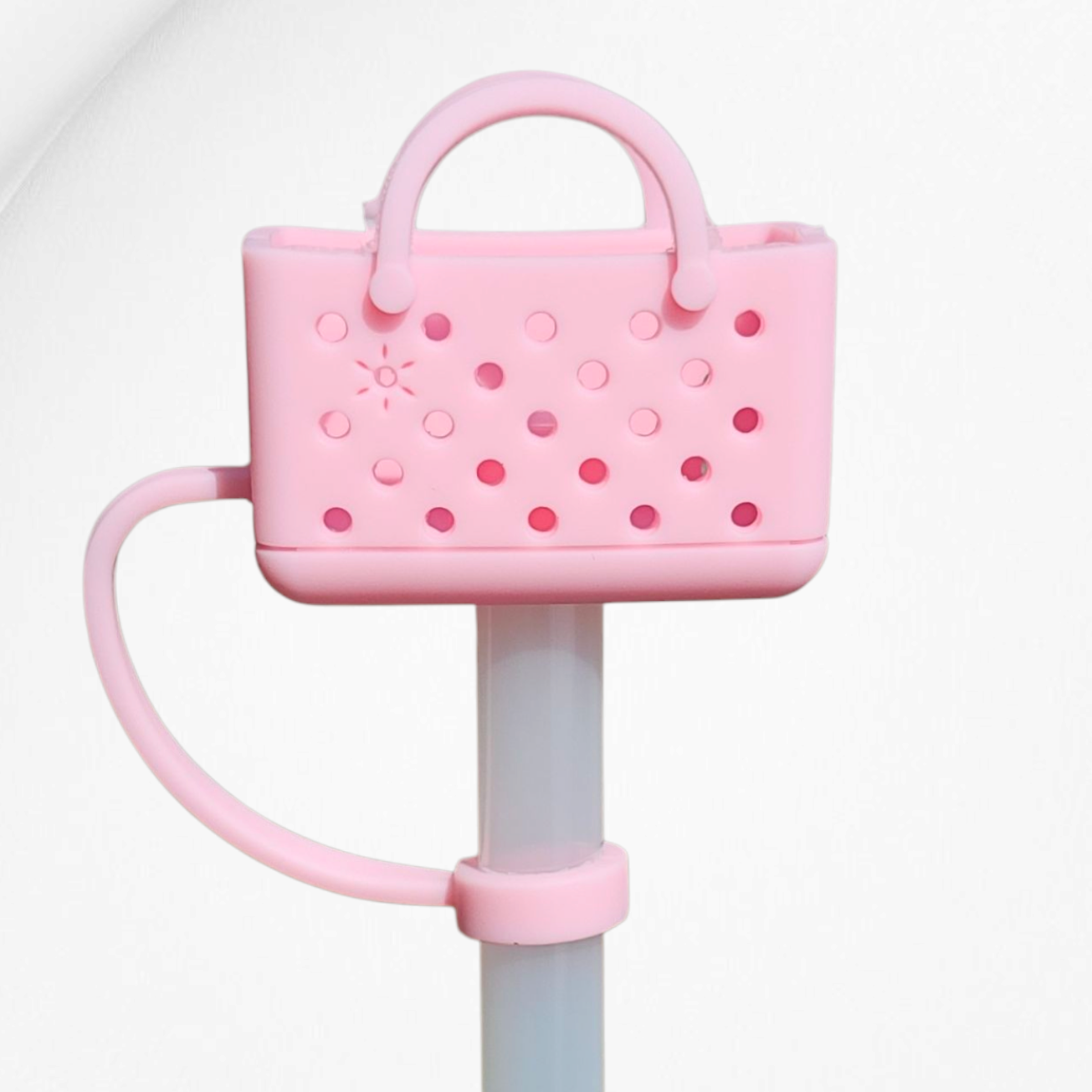 Pastel Pink Bogg Bag inspired 10mm Silicone Straw Topper  | Straw Cover 