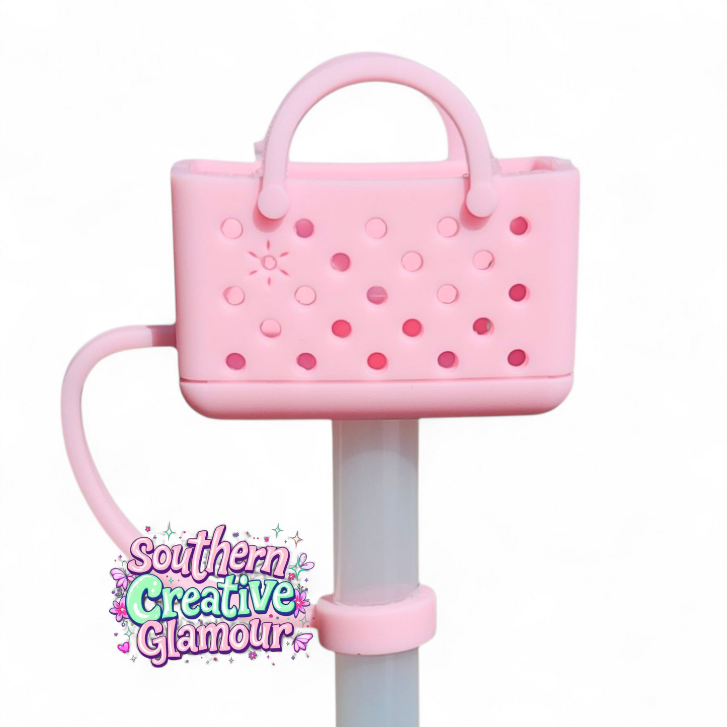 Pastel Pink Bogg Bag inspired 10mm Silicone Straw Topper  | Straw Cover 