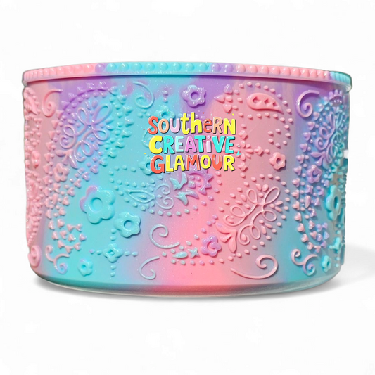 Pastel Swirl Paisley Textured 3D Silicone Tumbler Boot by Southern Creative Glamour 
