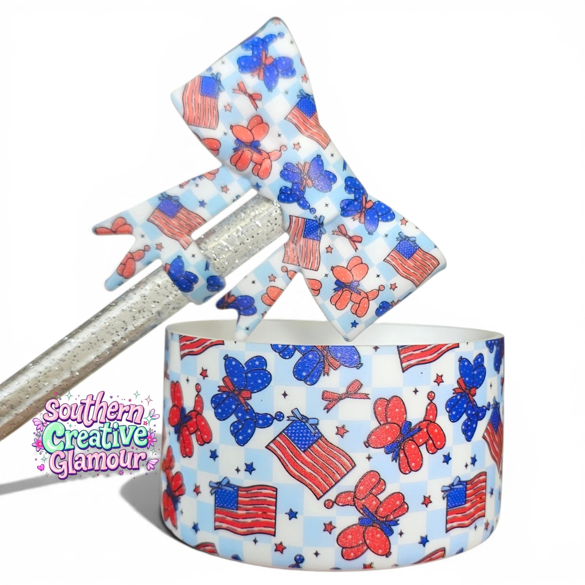 Patriotic Balloon Dog Silicone Tumbler Boot | Fits 20-40oz Tumblers