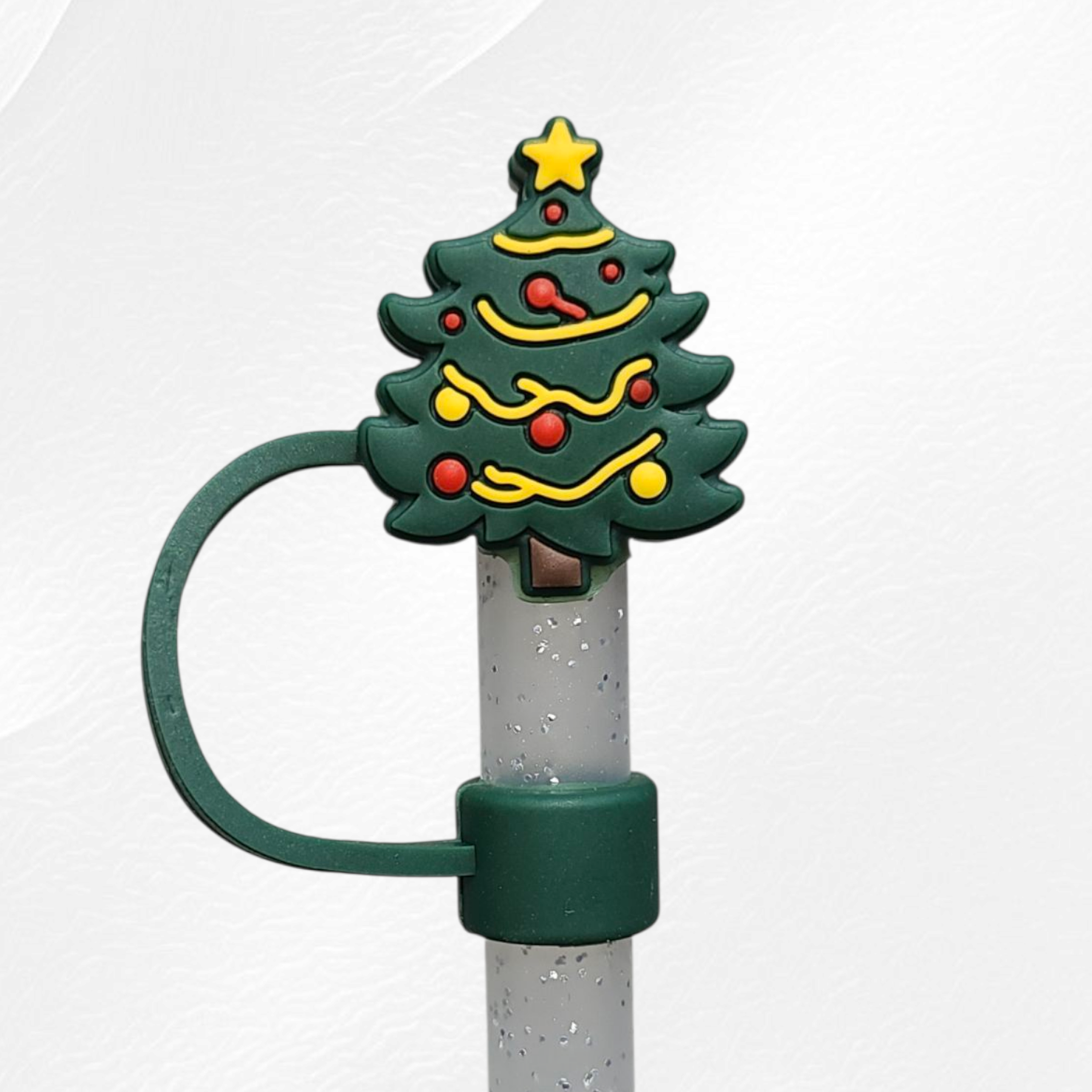 Pine Green Christmas Tree 3D Silicone Straw Topper by Southern Creative Glamour 
