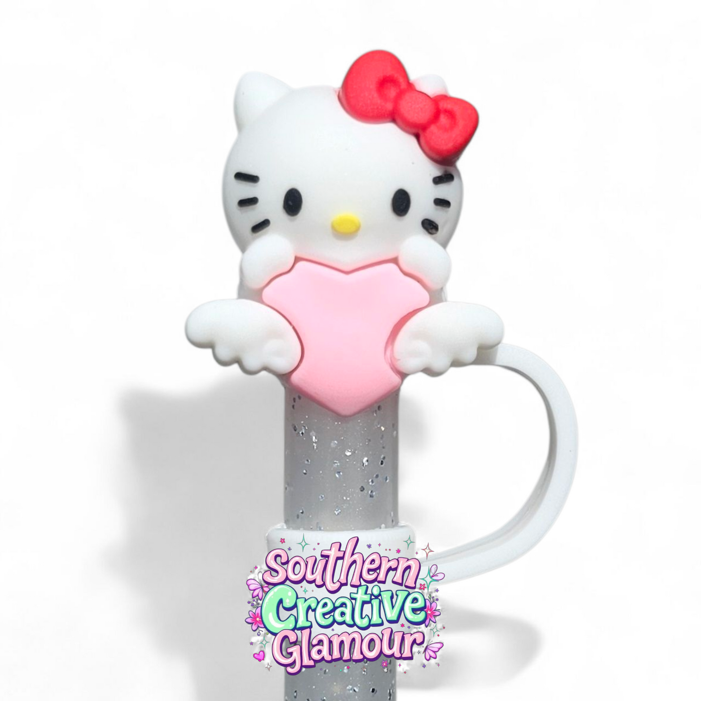 Pink Angel Kitty 10mm Straw Topper | Fits 10mm Straws