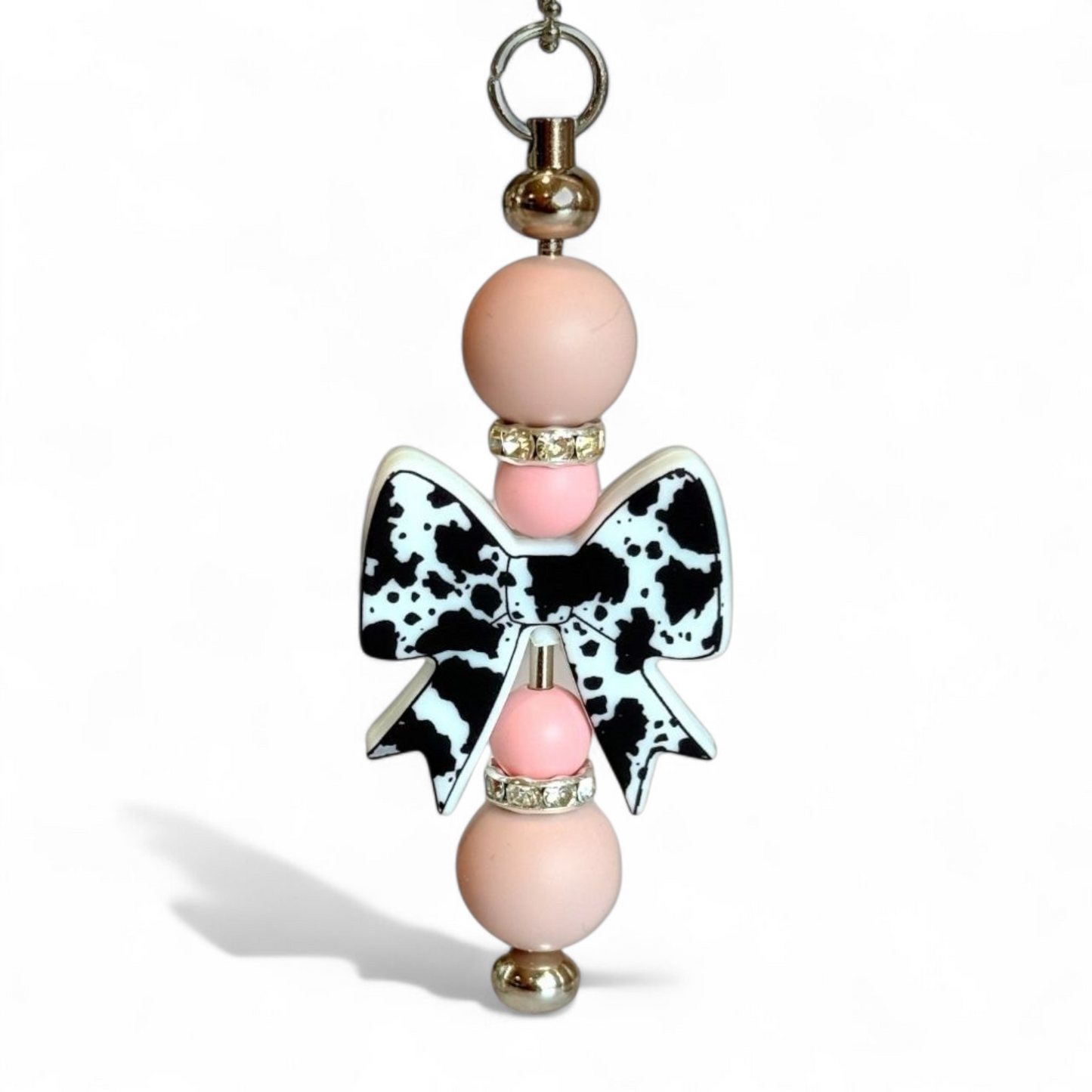 Pink, black, white Coquette Cow Bar Charm - Tumbler Handle Charm