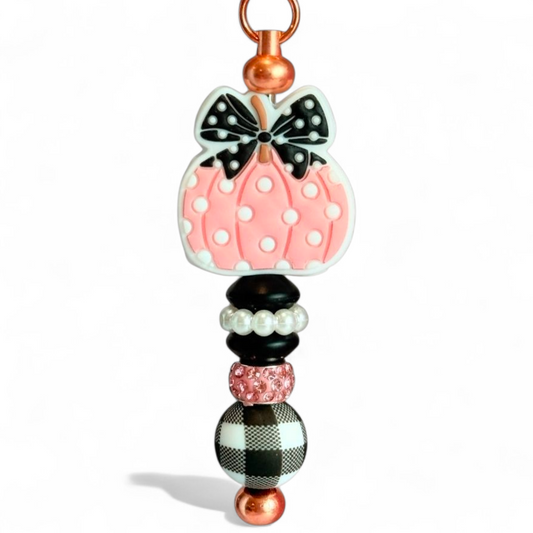 Pink and Black Pumpkin Patch Bar Charm - Tumbler Handle Charm