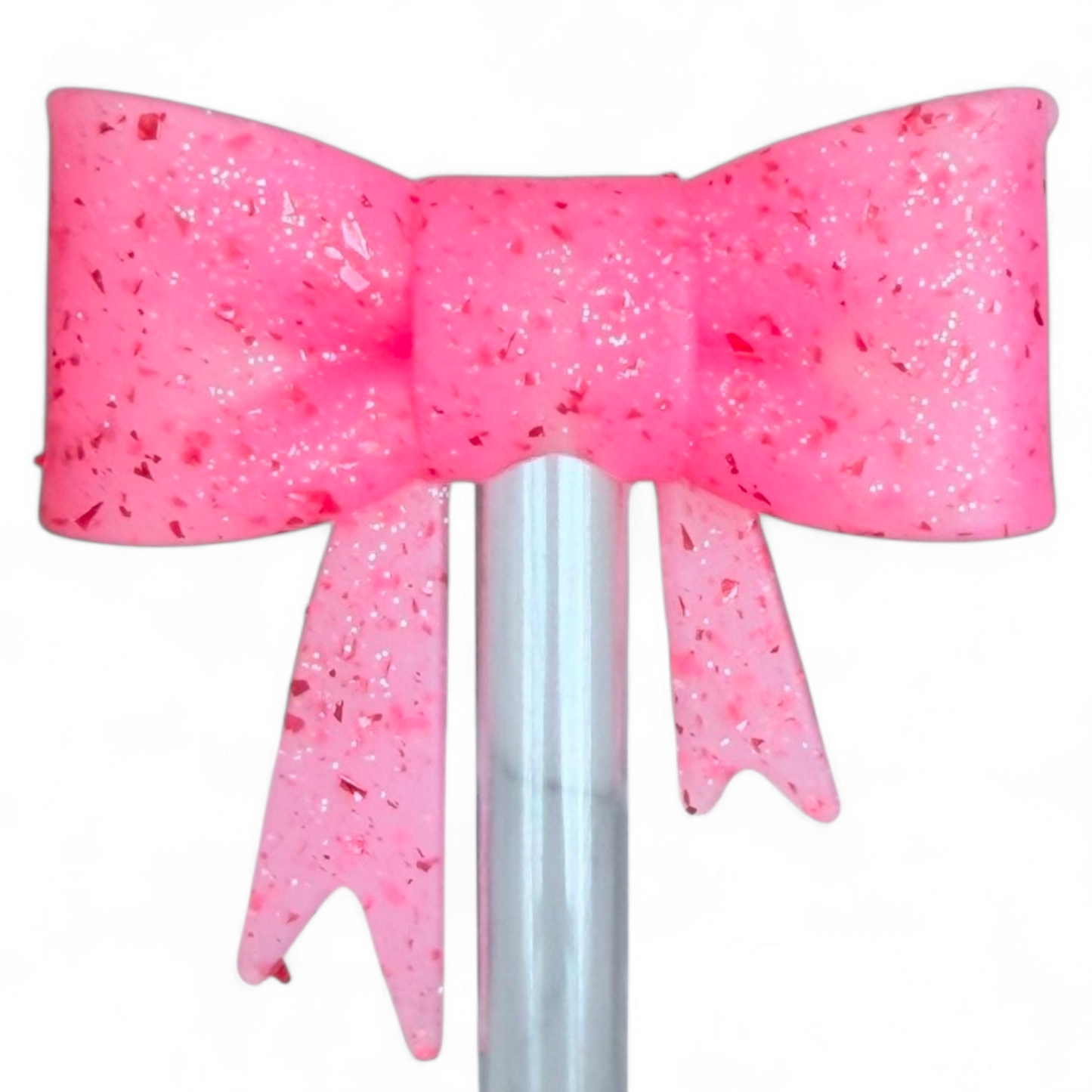 Pink Confetti 3D Bow Straw Topper | Fits 10mm Straws 