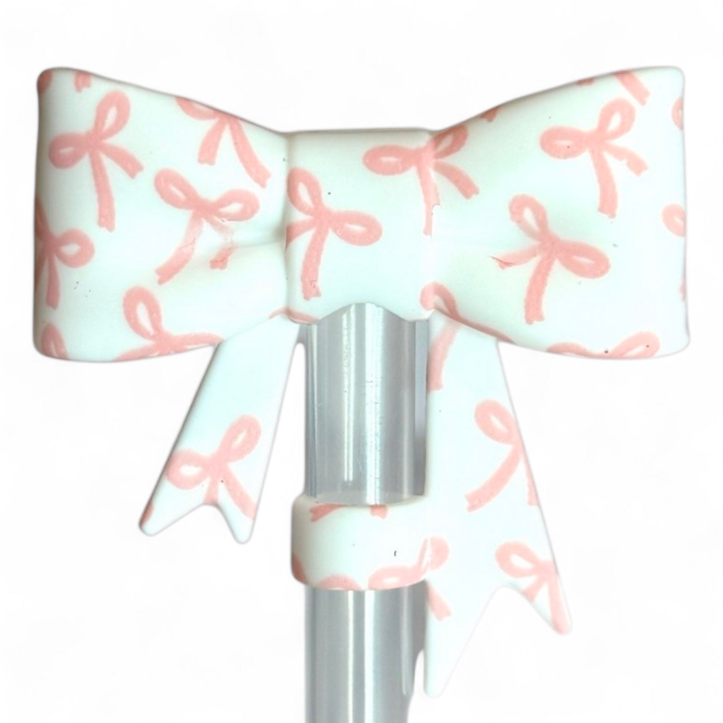 Sweet Pink Bows 3D Bow Silicone Straw Topper | Fits 10mm Straws