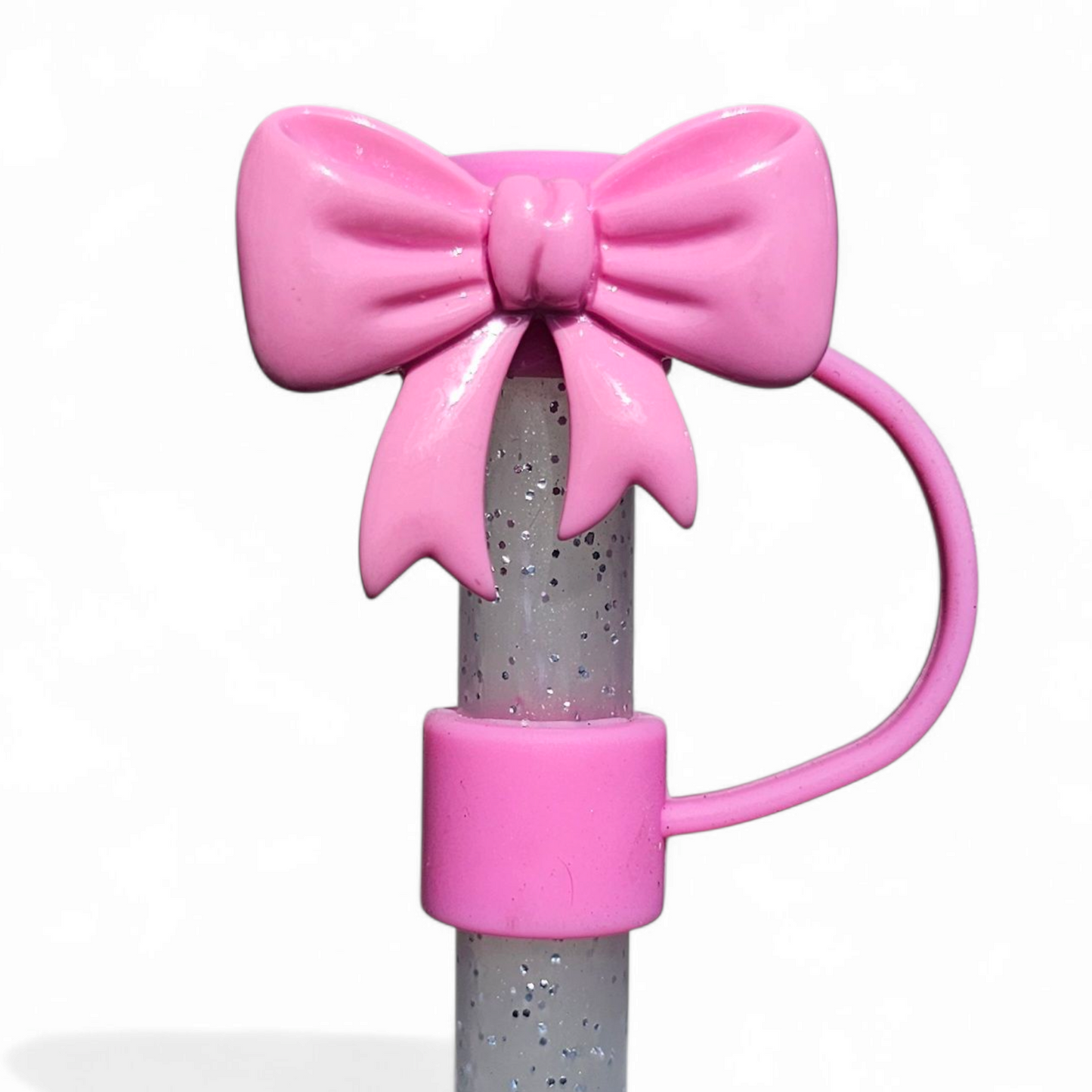 Barbie Pink Ribbon Bow Silicone Straw Topper 