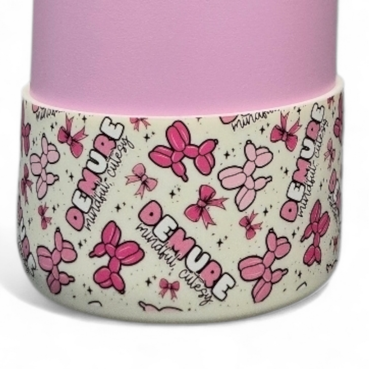 Pink Demure Balloon Dogs & Bows Silicone Tumbler Boot | Cup Sleeve 