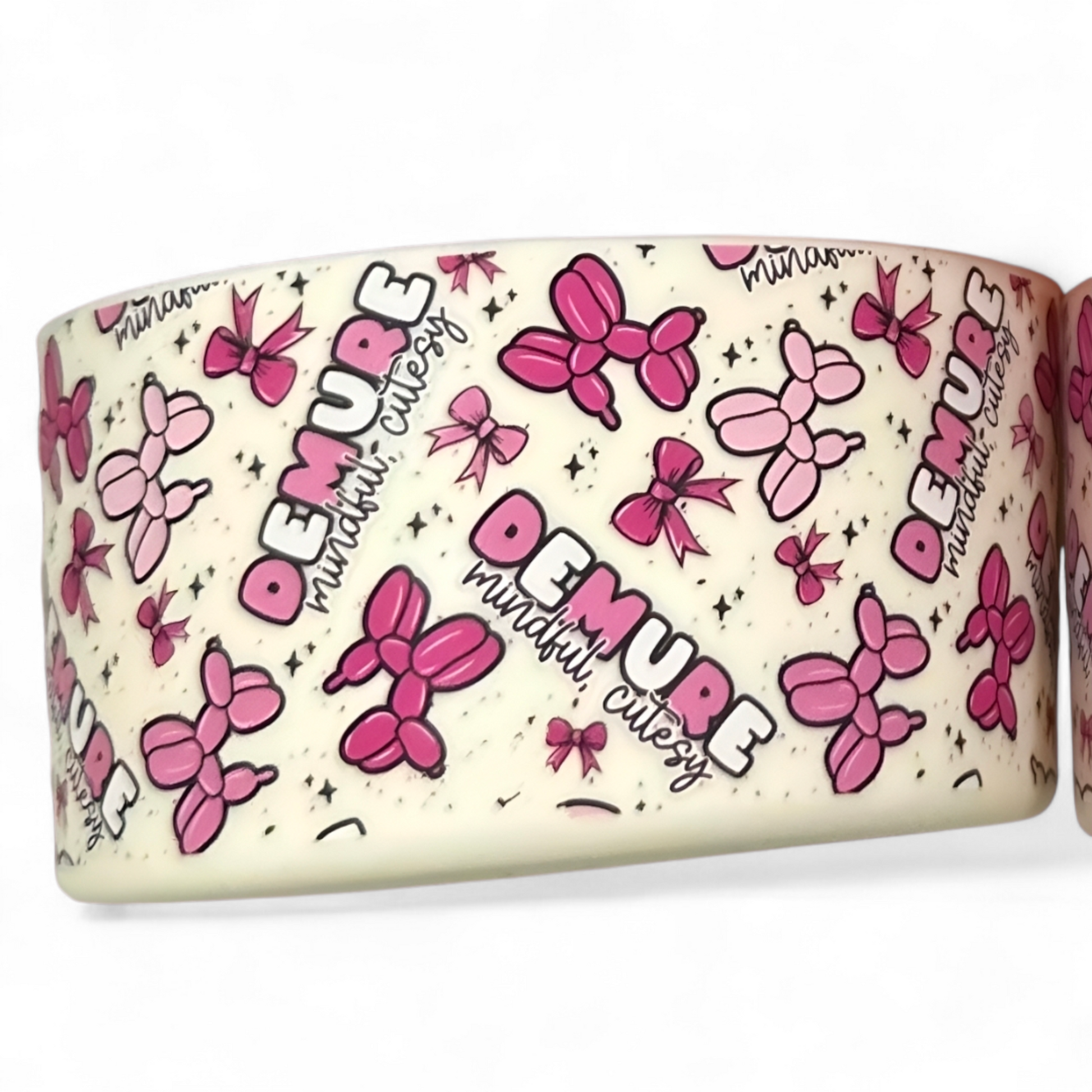 Pink Demure Balloon Dogs & Bows Silicone Tumbler Boot | Cup Sleeve 