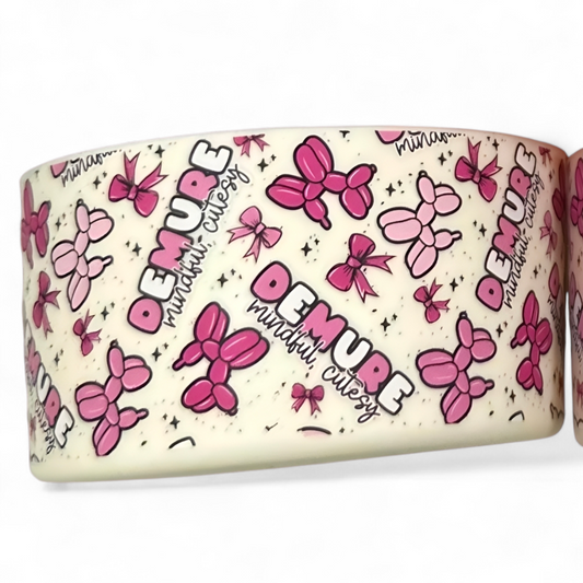 Pink Demure Balloon Dogs & Bows Silicone Tumbler Boot | Cup Sleeve 