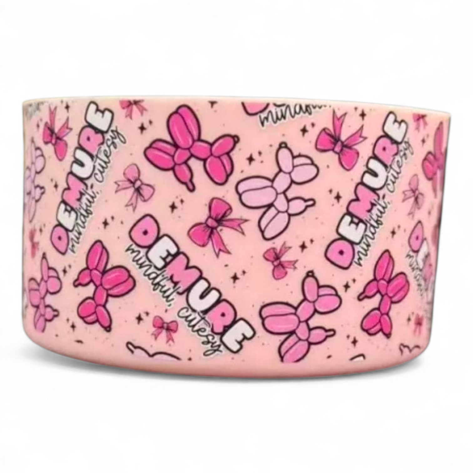 Demure Pink Balloon Dog & Bows Silicone Tumbler Boot