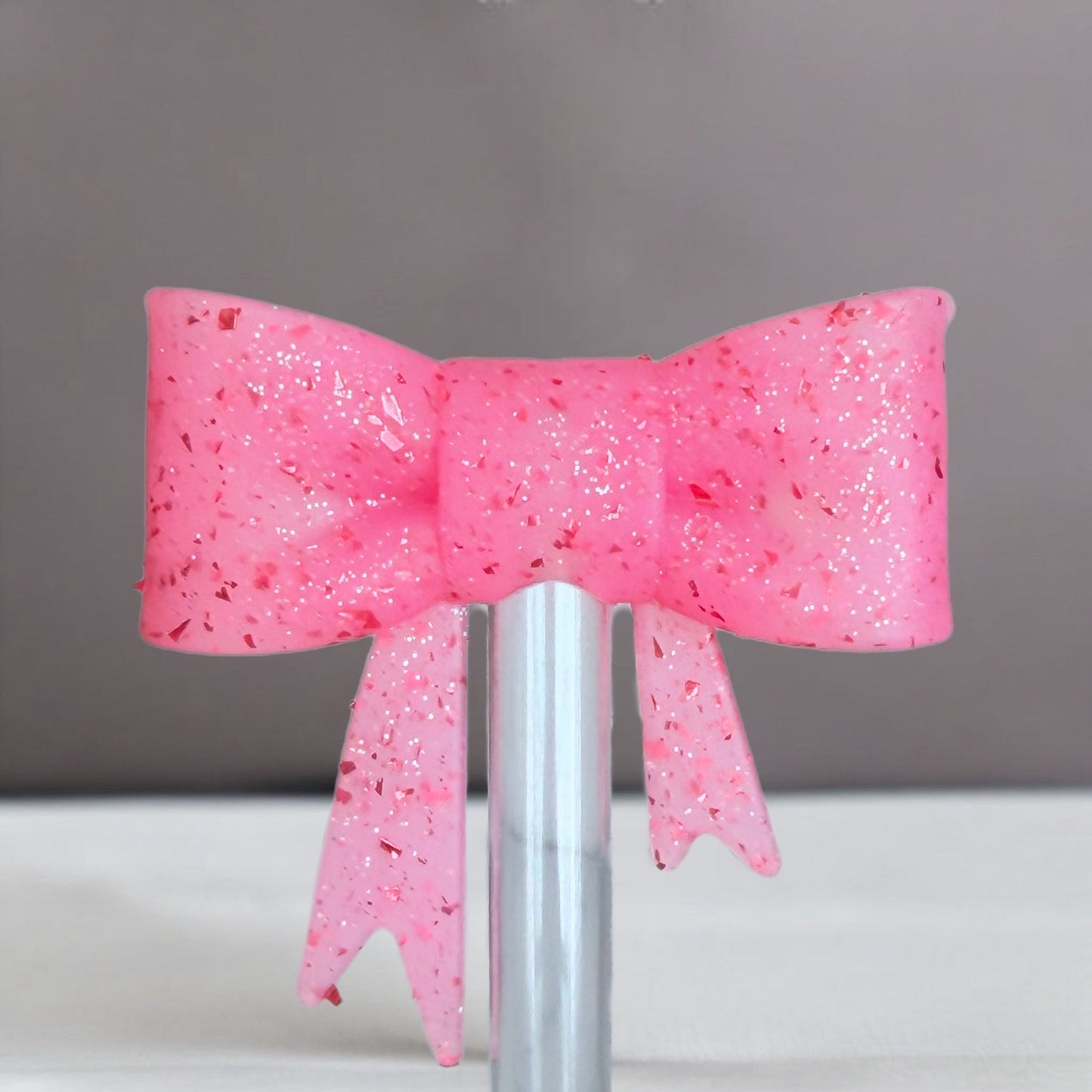 Pink Confetti 3D Bow Straw Topper | Straw Cover | Fits 10mm Straws 